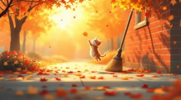 Autunno, foglie, gatto